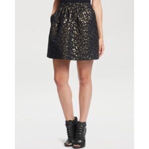 Kenneth Cole Black/Gold Cheetah Mini‎ Skirt Sz 4P